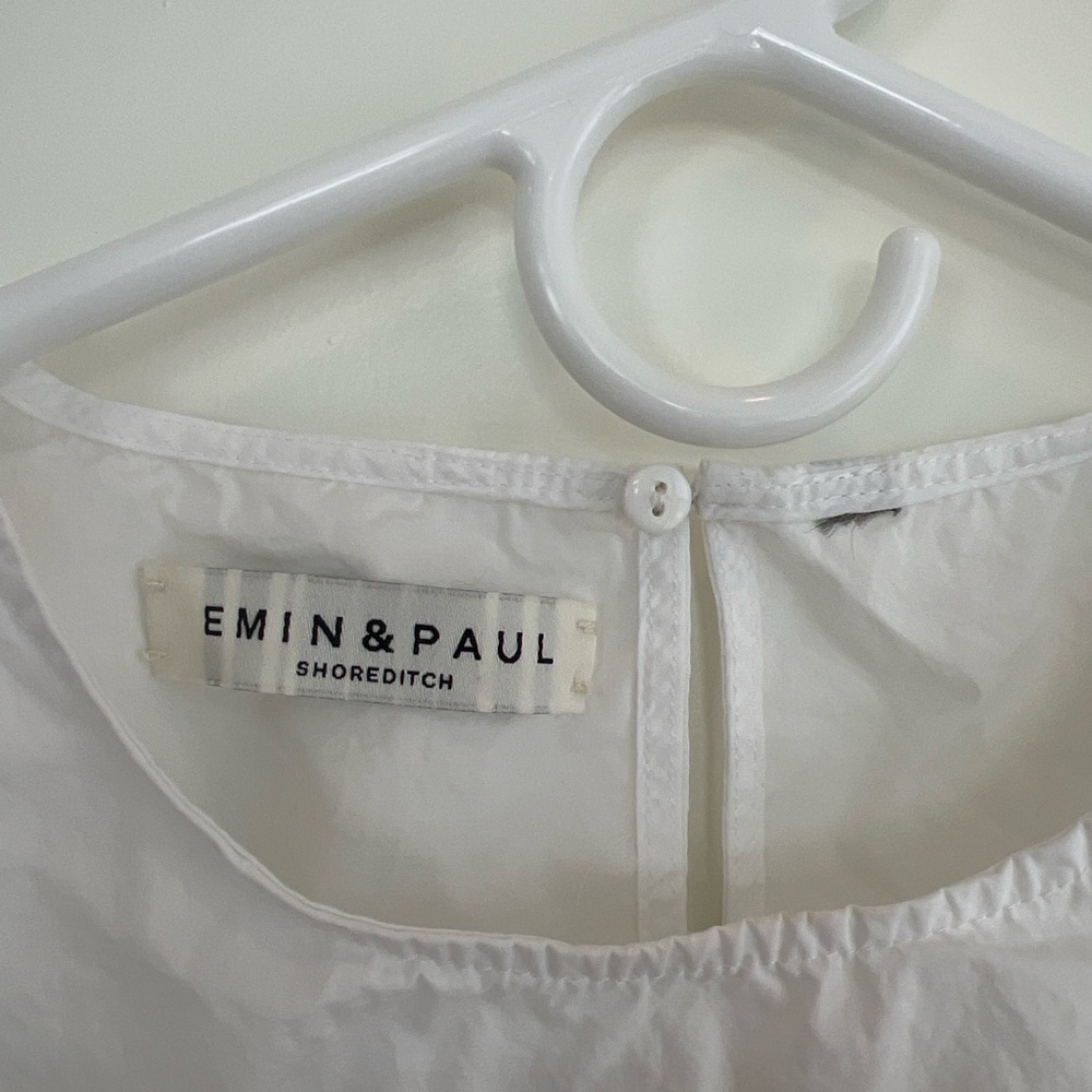 Emin + Paul White Ruffle Sleeve Crop Top Runway Sample Xs 100% Cotton View 3